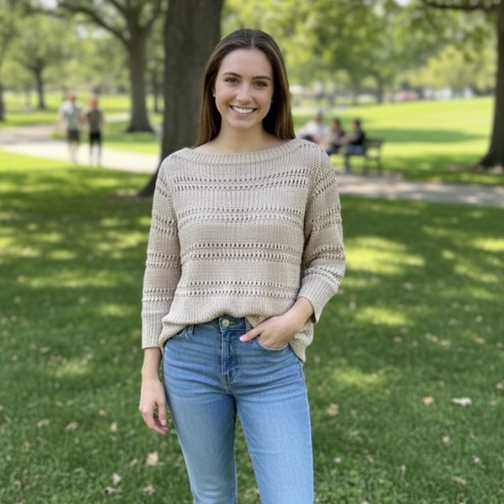 White House Black Market Cream Knit Sweater